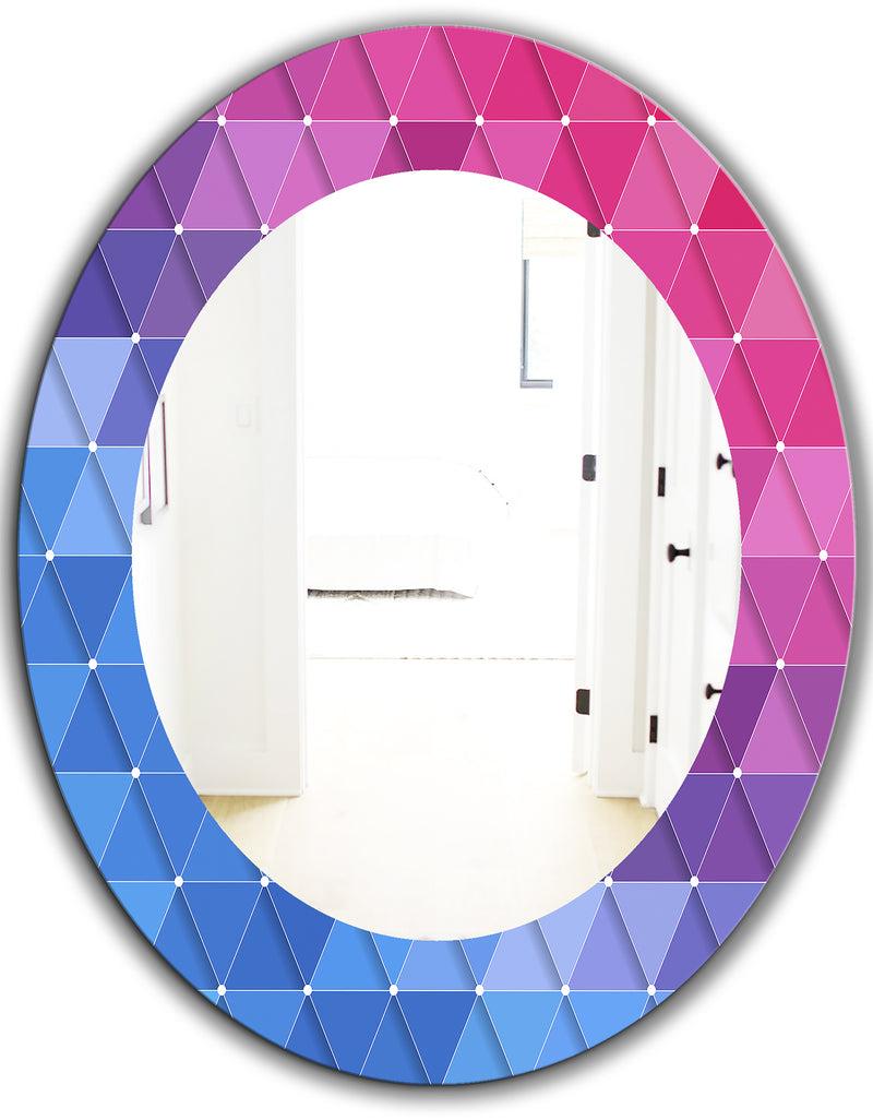 DesignQ Triangular Colourfields 15 - Modern Mirror - Oval Or Round Wall Mirror