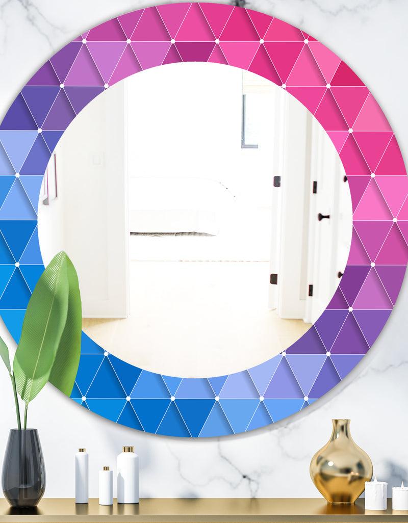 DesignQ Triangular Colourfields 15 - Modern Mirror - Oval or Round Wall Mirror