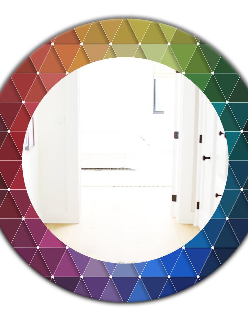 DesignQ Triangular Colourfields 16 - Modern Mirror - Oval Or Round Wall Mirror