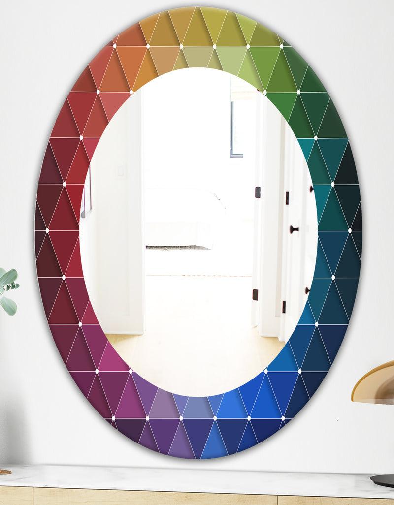 DesignQ Triangular Colourfields 16 - Modern Mirror - Oval Or Round Wall Mirror