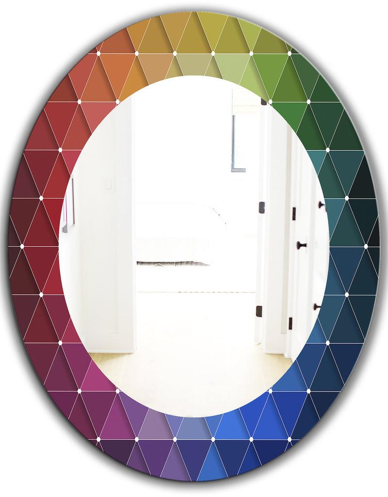 DesignQ Triangular Colourfields 16 - Modern Mirror - Oval Or Round Wall Mirror