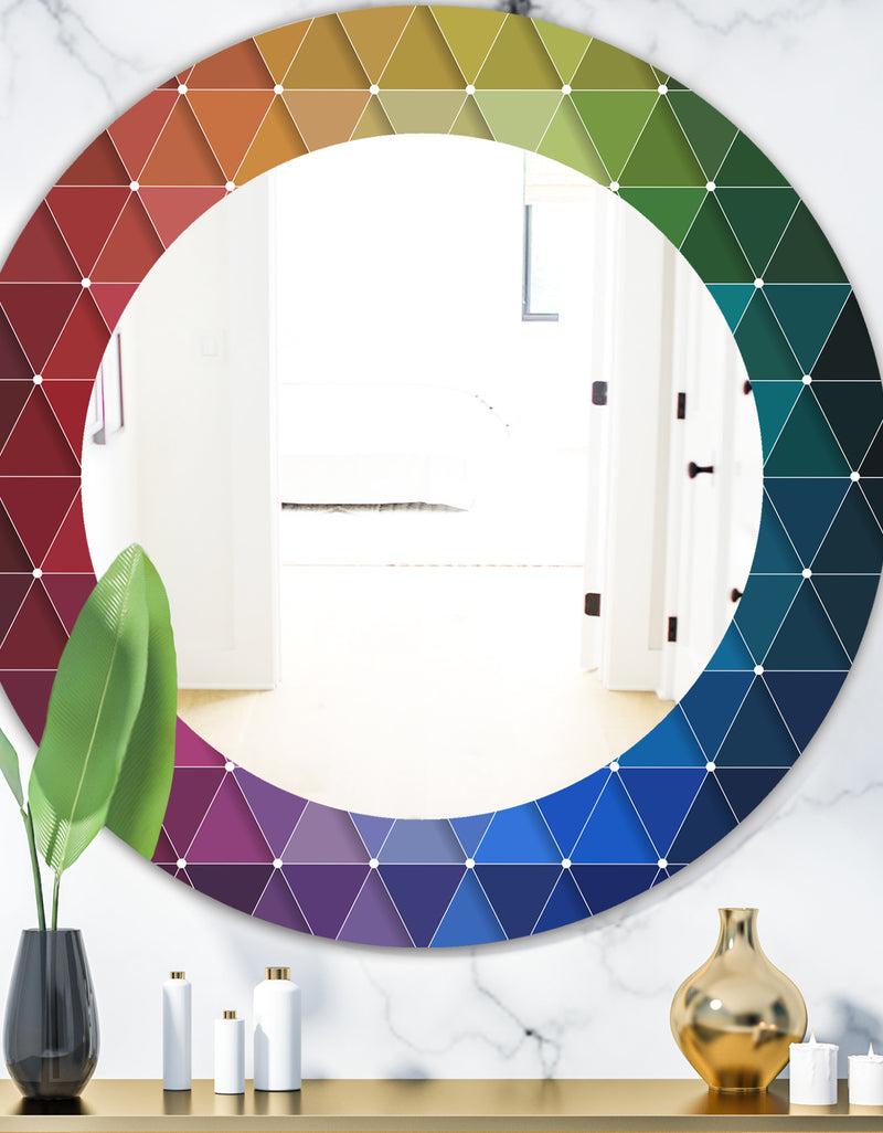 DesignQ Triangular Colourfields 16 - Modern Mirror - Oval or Round Wall Mirror
