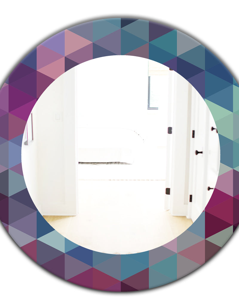 DesignQ Triangular Colourfields 19 - Modern Mirror - Oval Or Round Wall Mirror
