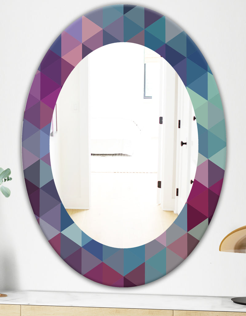 DesignQ Triangular Colourfields 19 - Modern Mirror - Oval Or Round Wall Mirror