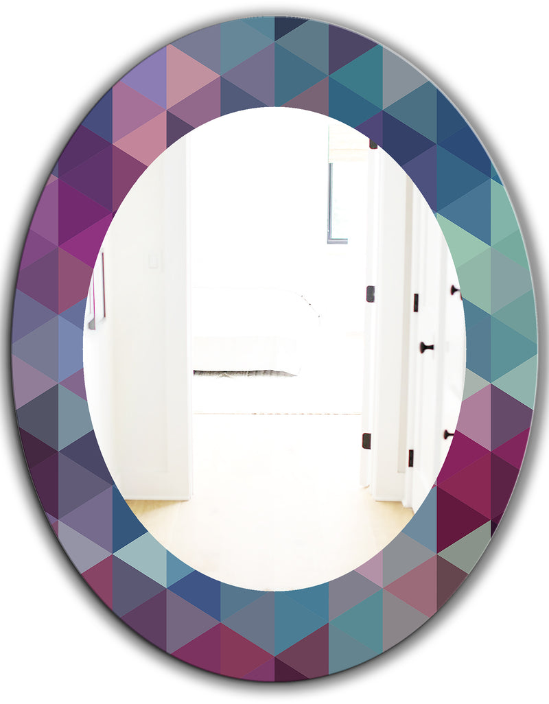 DesignQ Triangular Colourfields 19 - Modern Mirror - Oval Or Round Wall Mirror