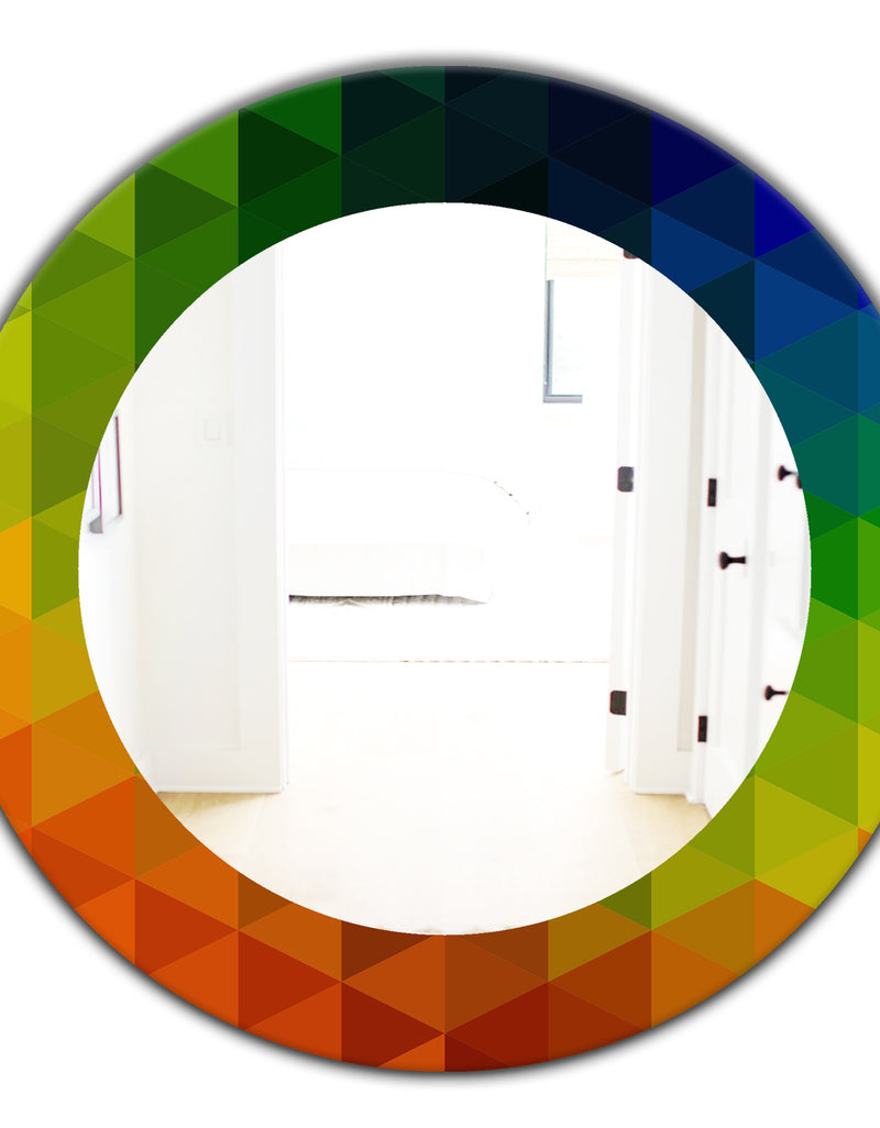 DesignQ Triangular Colourfields 20 - Modern Mirror - Oval Or Round Wall Mirror