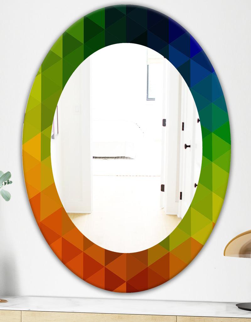 DesignQ Triangular Colourfields 20 - Modern Mirror - Oval Or Round Wall Mirror
