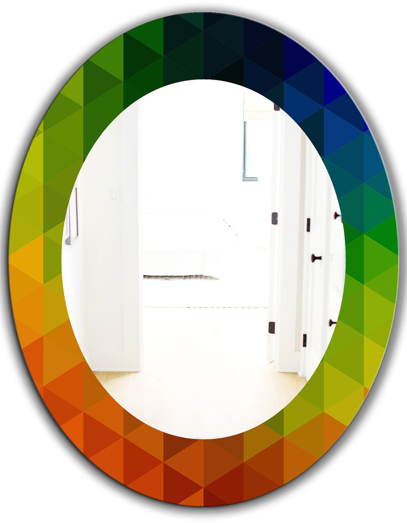 DesignQ Triangular Colourfields 20 - Modern Mirror - Oval Or Round Wall Mirror