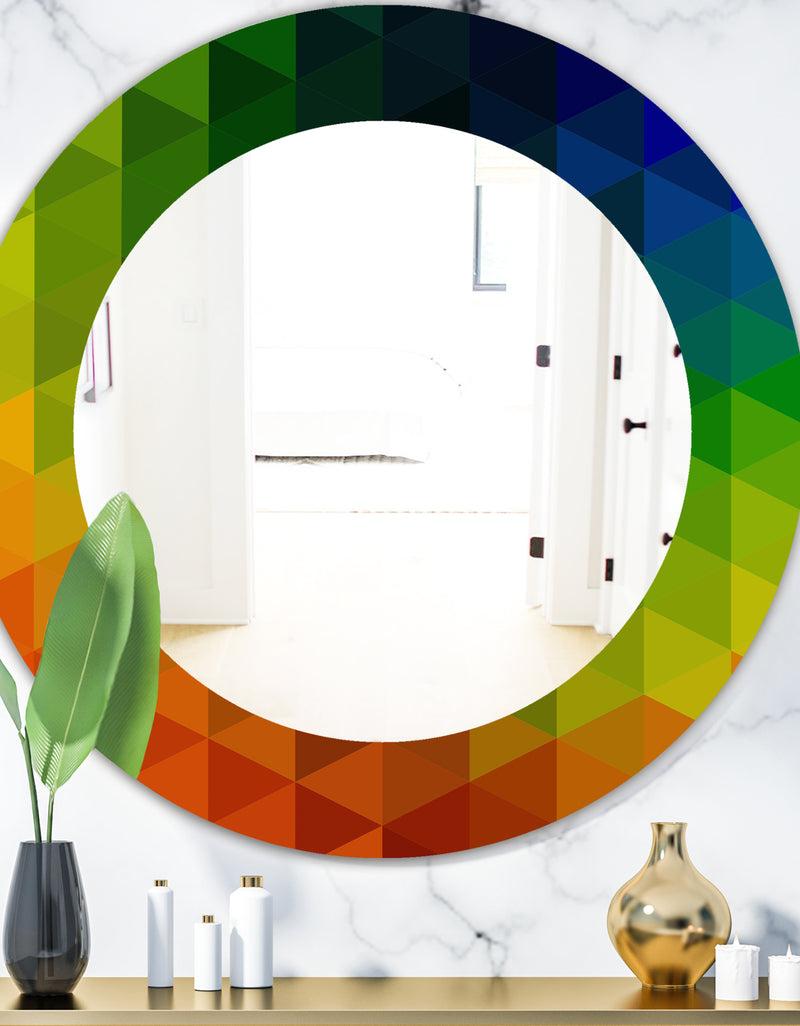 DesignQ Triangular Colourfields 20 - Modern Mirror - Oval or Round Wall Mirror