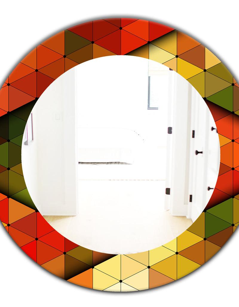 DesignQ Triangular Colourfields 21 - Modern Mirror - Oval Or Round Wall Mirror