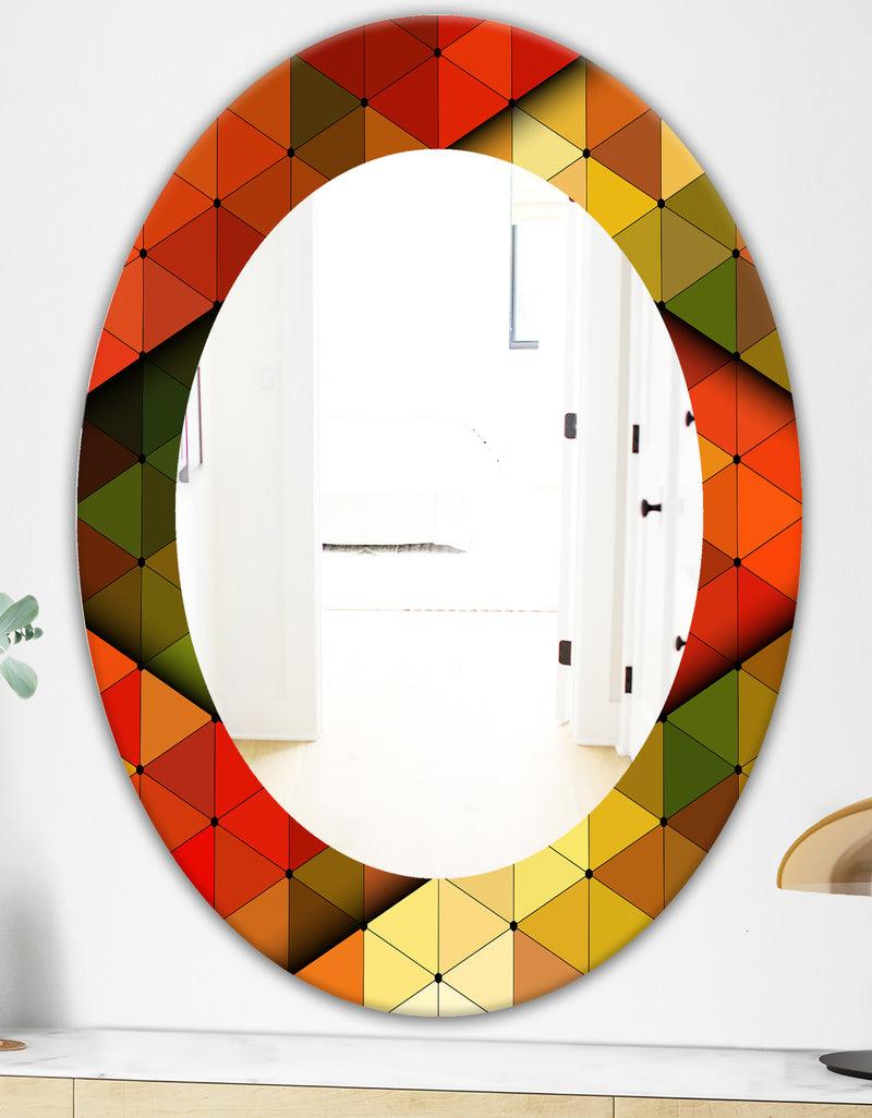 DesignQ Triangular Colourfields 21 - Modern Mirror - Oval Or Round Wall Mirror
