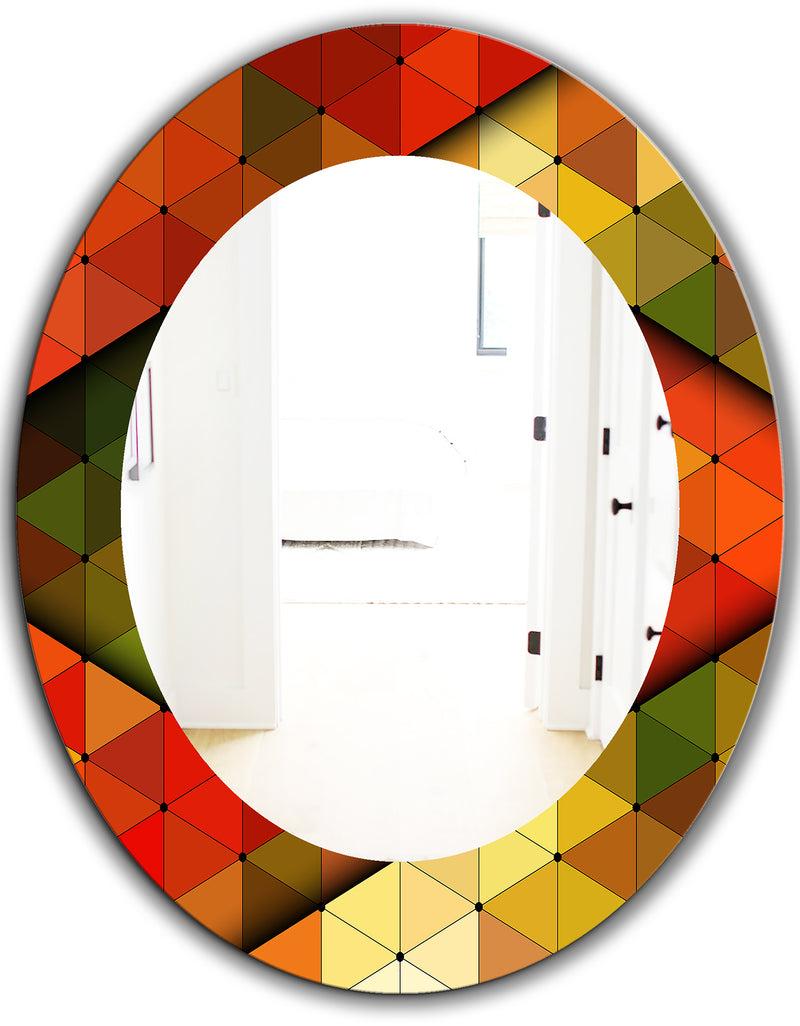 DesignQ Triangular Colourfields 21 - Modern Mirror - Oval Or Round Wall Mirror