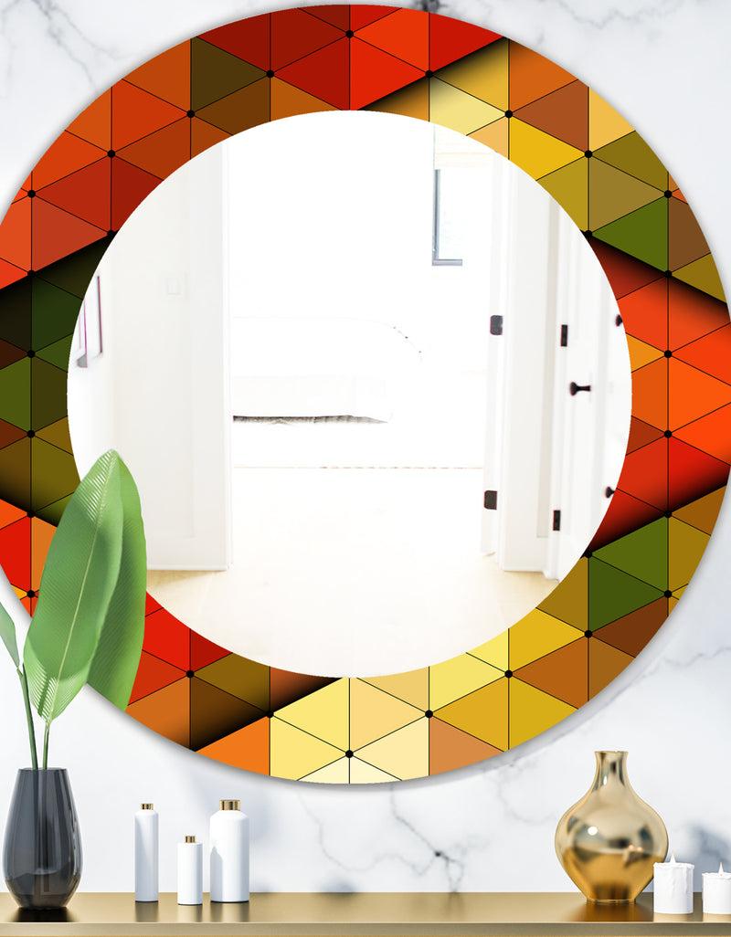 DesignQ Triangular Colourfields 21 - Modern Mirror - Oval or Round Wall Mirror