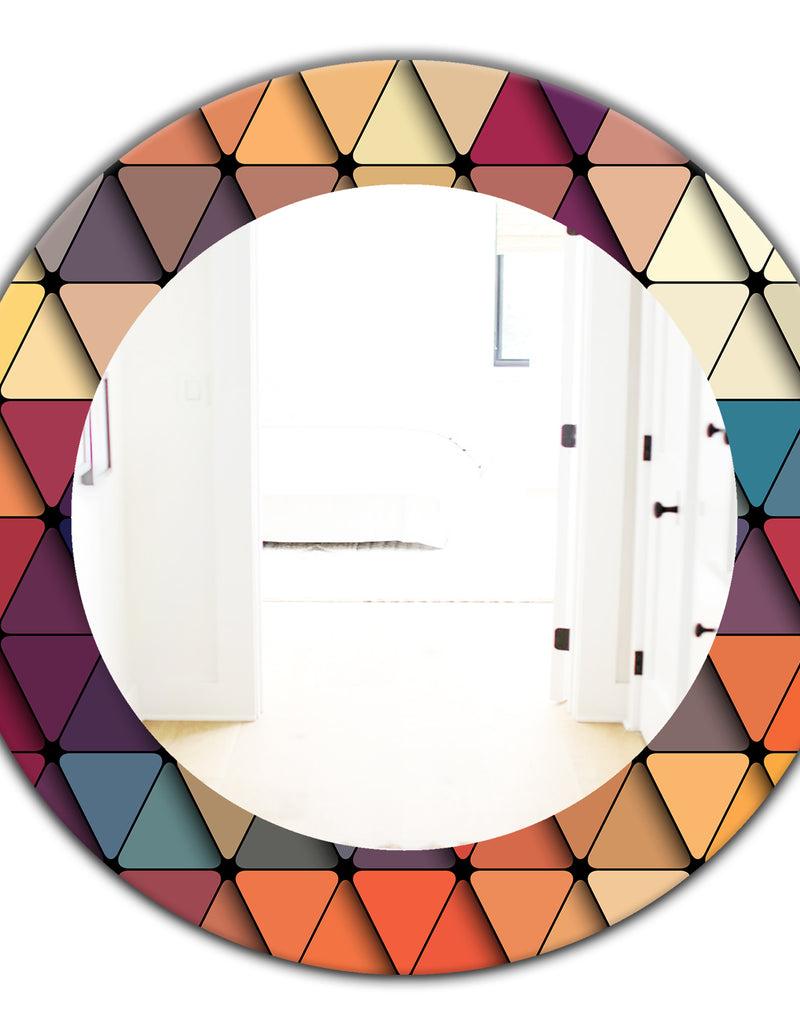 DesignQ Triangular Colourfields 22 - Modern Mirror - Oval Or Round Wall Mirror
