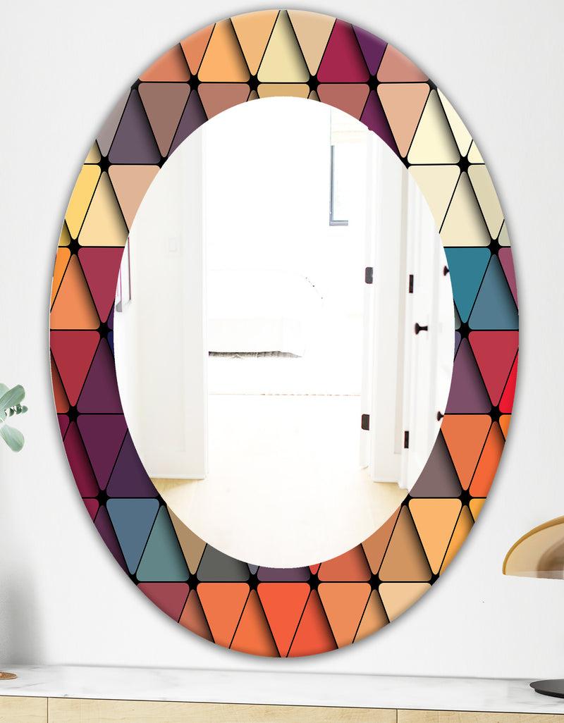 DesignQ Triangular Colourfields 22 - Modern Mirror - Oval Or Round Wall Mirror