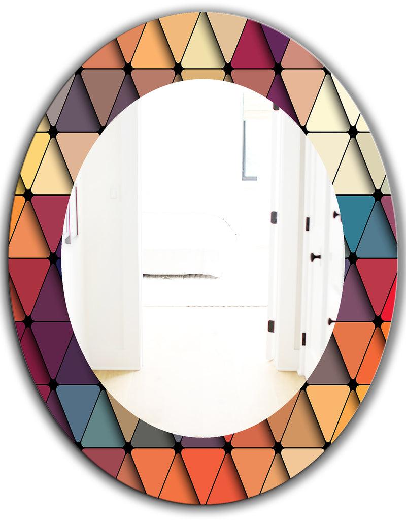 DesignQ Triangular Colourfields 22 - Modern Mirror - Oval Or Round Wall Mirror