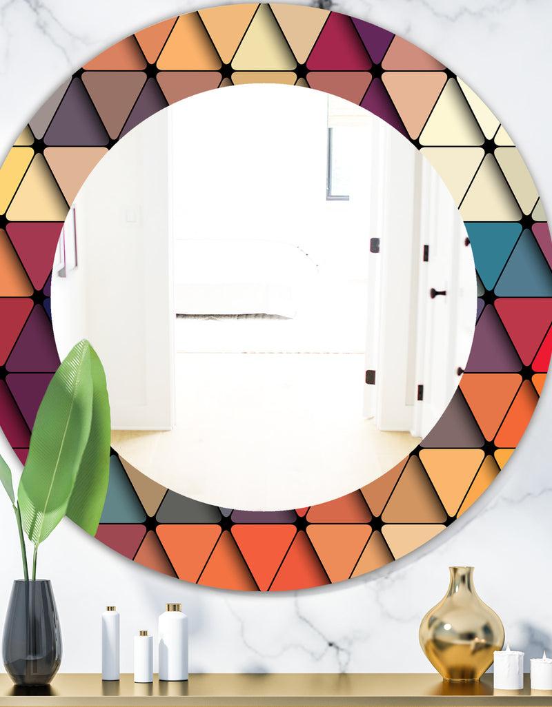 DesignQ Triangular Colourfields 22 - Modern Mirror - Oval or Round Wall Mirror