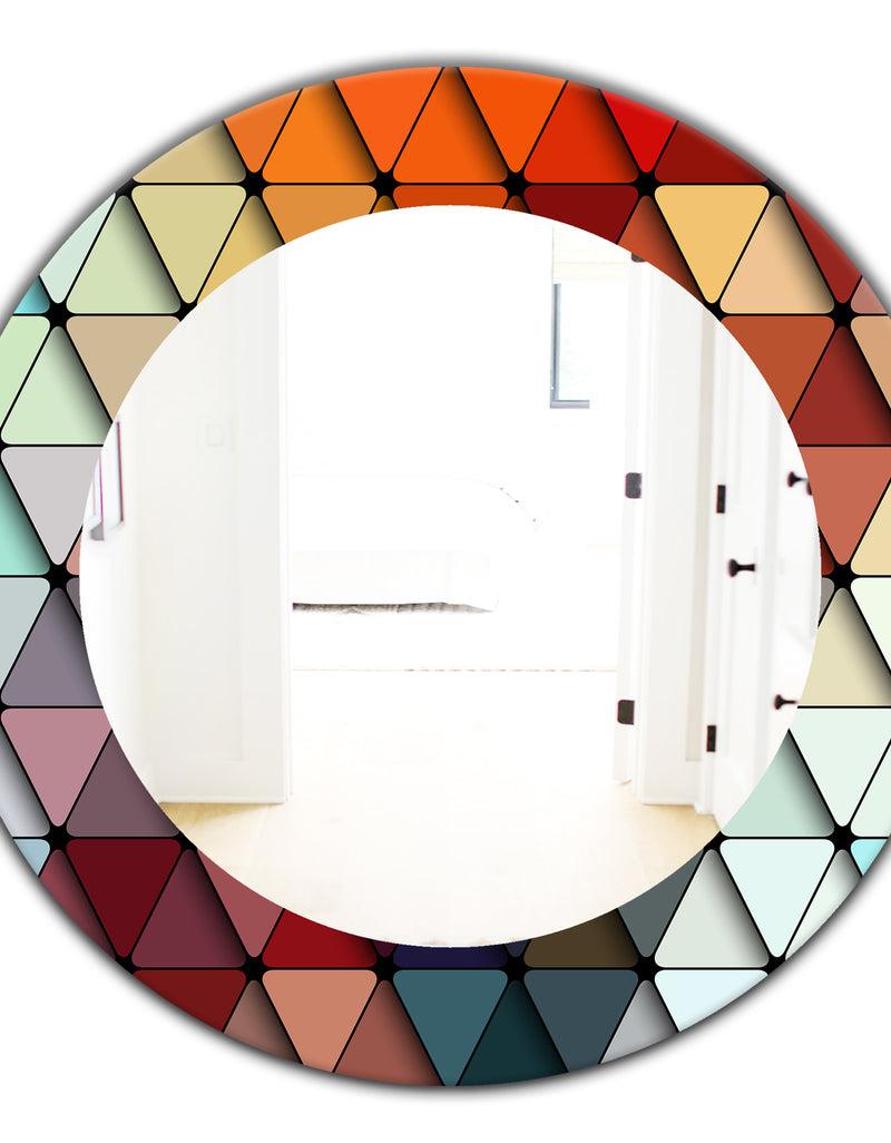 DesignQ Triangular Colourfields 23 - Modern Mirror - Frameless Contemporary Oval Or Round Bathroom Mirror