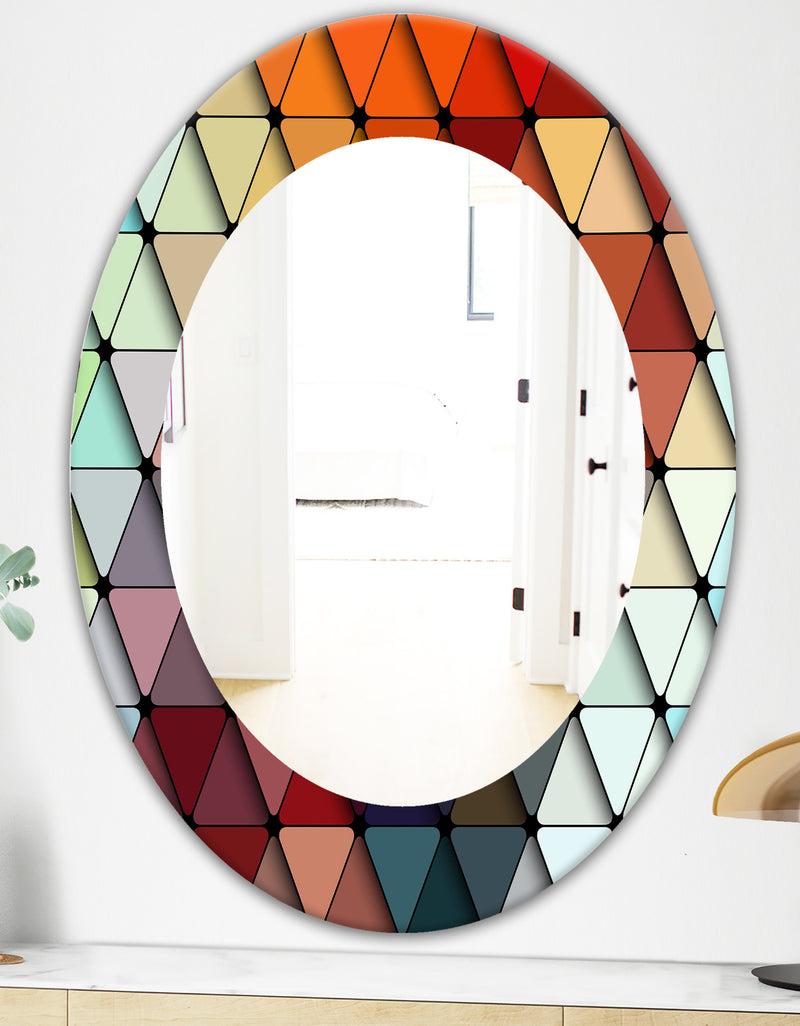 DesignQ Triangular Colourfields 23 - Modern Mirror - Frameless Contemporary Oval Or Round Bathroom Mirror