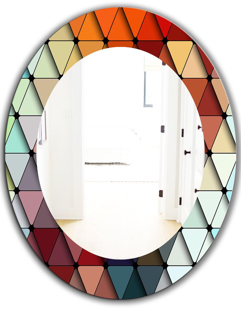 DesignQ Triangular Colourfields 23 - Modern Mirror - Frameless Contemporary Oval Or Round Bathroom Mirror