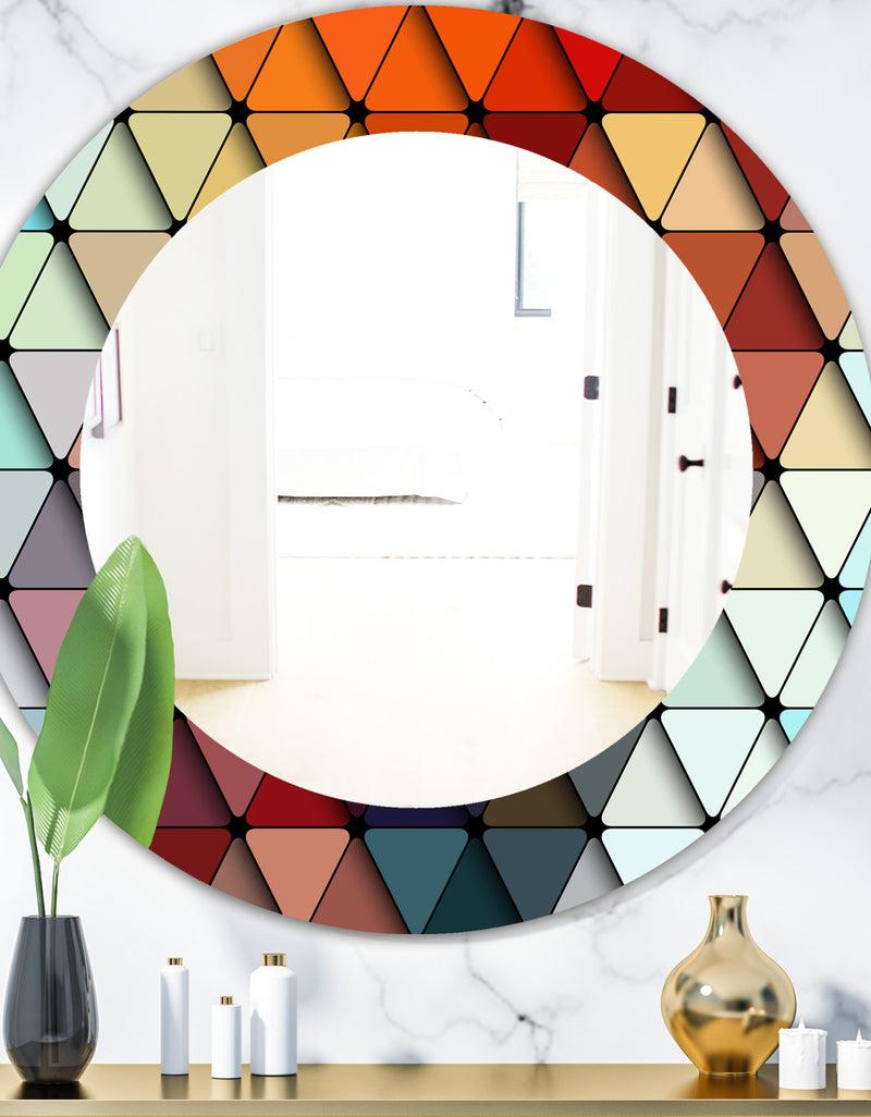 DesignQ Triangular Colourfields 23 - Modern Mirror - Frameless Contemporary Oval or Round Bathroom Mirror