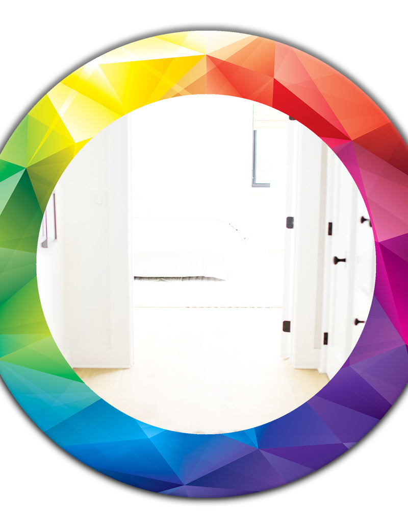 DesignQ Triangular Colourfields 25 - Modern Mirror - Oval Or Round Wall Mirror