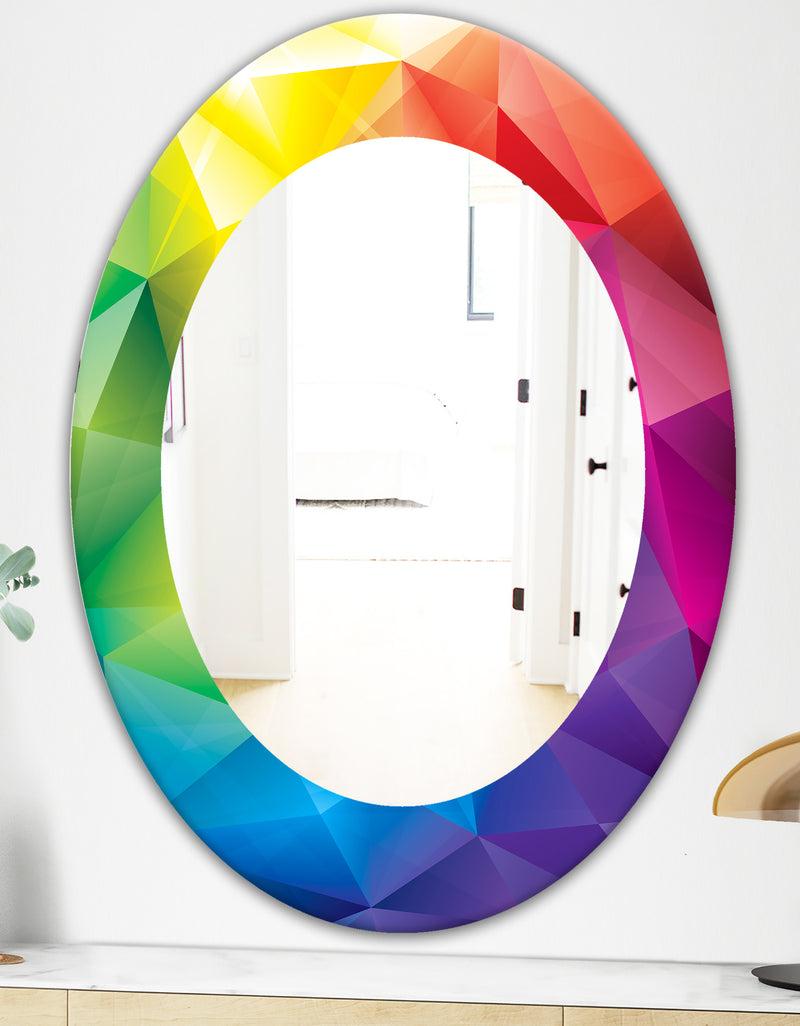 DesignQ Triangular Colourfields 25 - Modern Mirror - Oval Or Round Wall Mirror