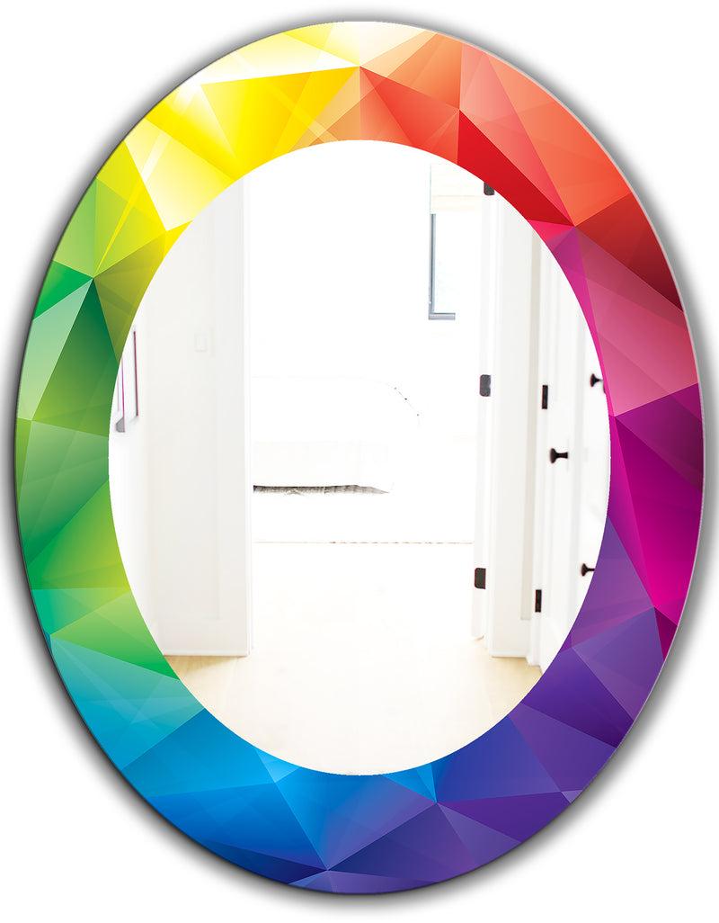 DesignQ Triangular Colourfields 25 - Modern Mirror - Oval Or Round Wall Mirror
