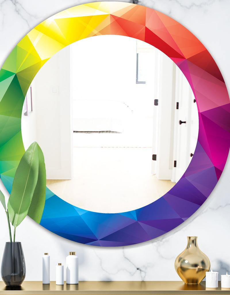 DesignQ Triangular Colourfields 25 - Modern Mirror - Oval or Round Wall Mirror