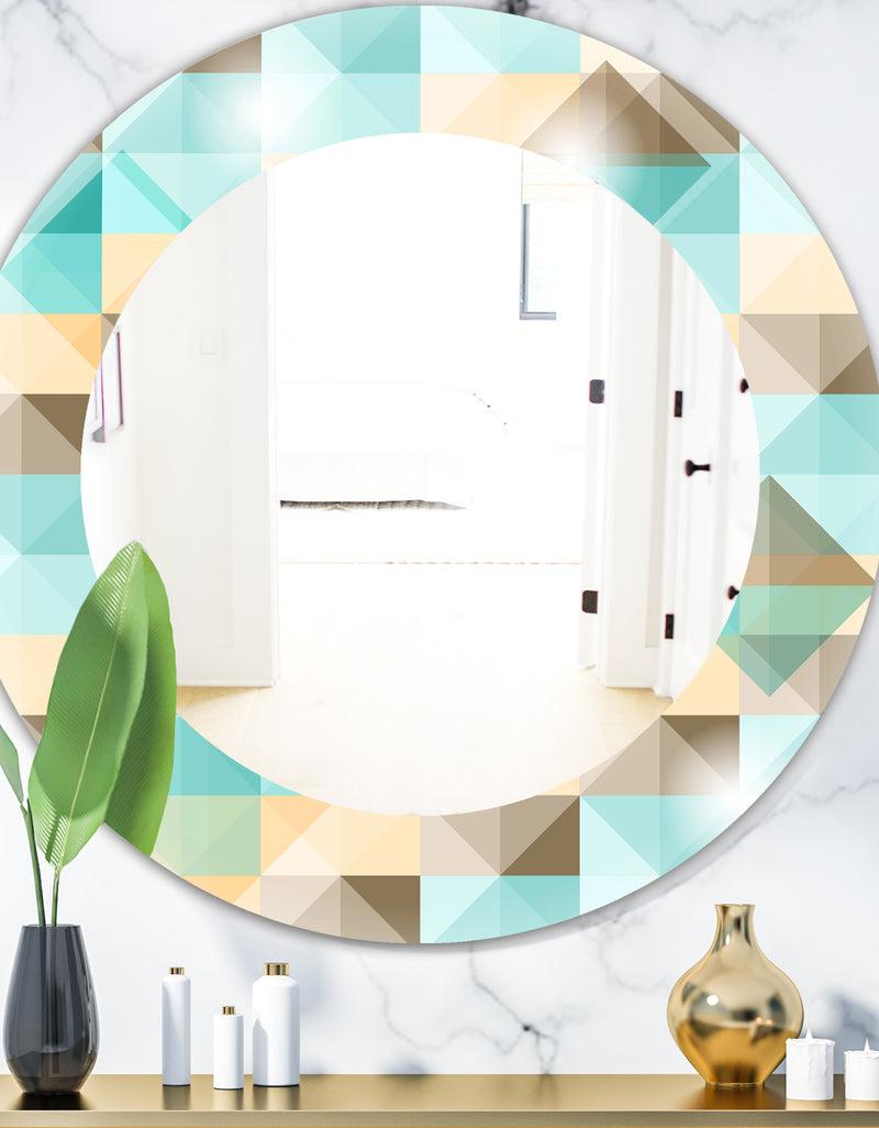 DesignQ Triangular Colourfields 26 - Mid-Century Mirror - Oval or Round Wall Mirror