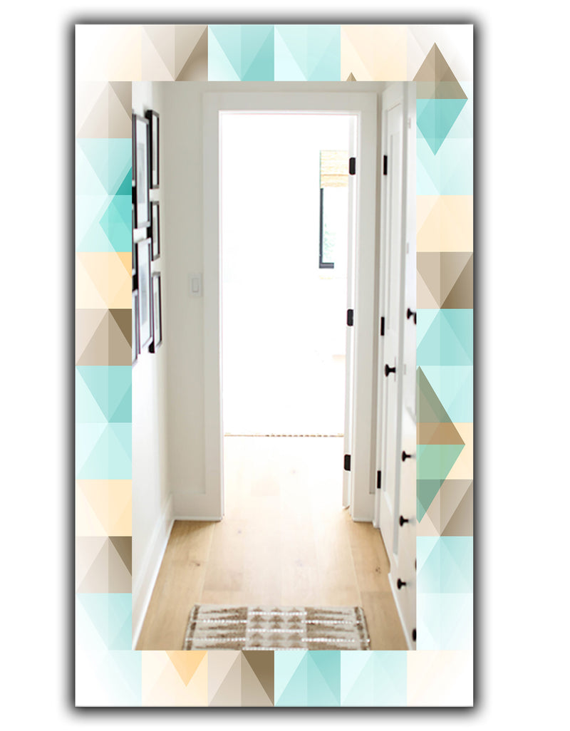 DesignQ Triangular Colourfields 26 - Mid-Century Mirror - Wall Mirror