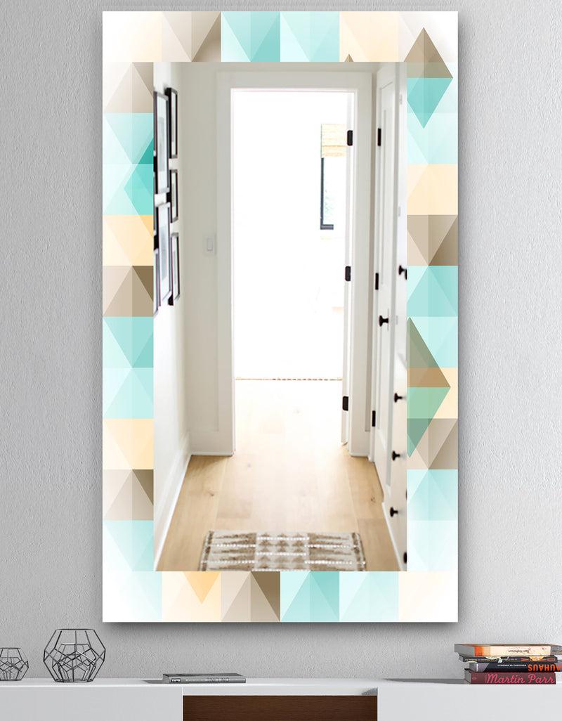 DesignQ Triangular Colourfields 26 - Mid-Century Mirror - Wall Mirror