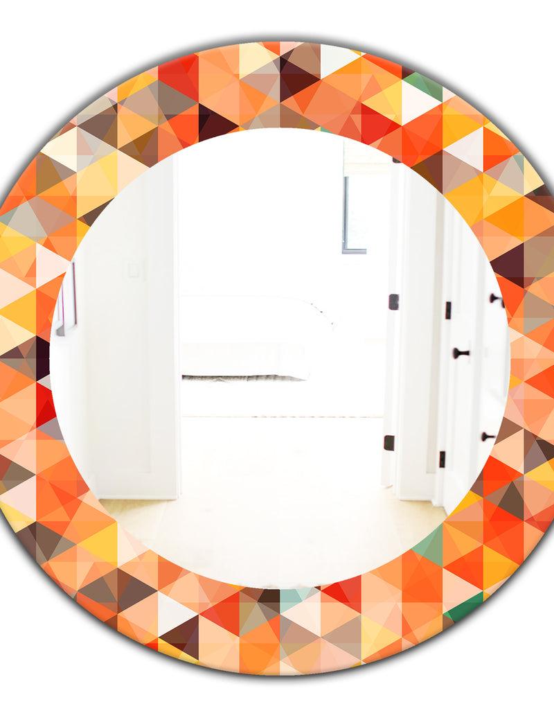 DesignQ Triangular Colourfields 27 - Traditional Mirror - Oval Or Round Wall Mirror