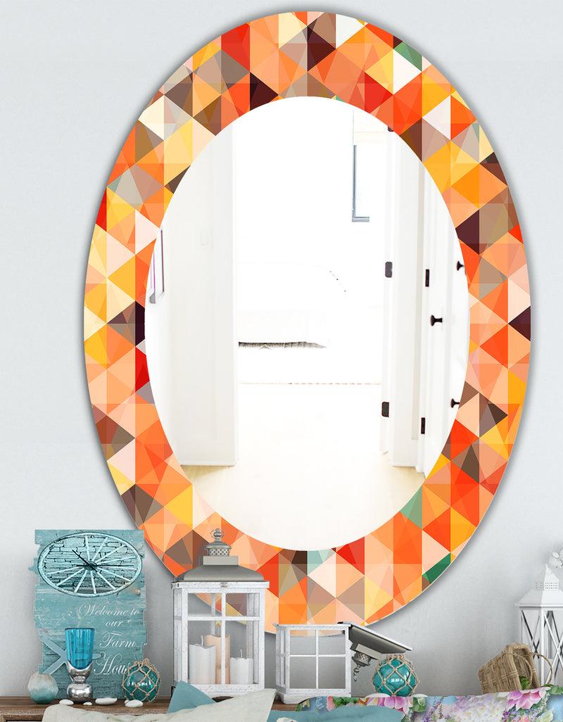 DesignQ Triangular Colourfields 27 - Traditional Mirror - Oval Or Round Wall Mirror