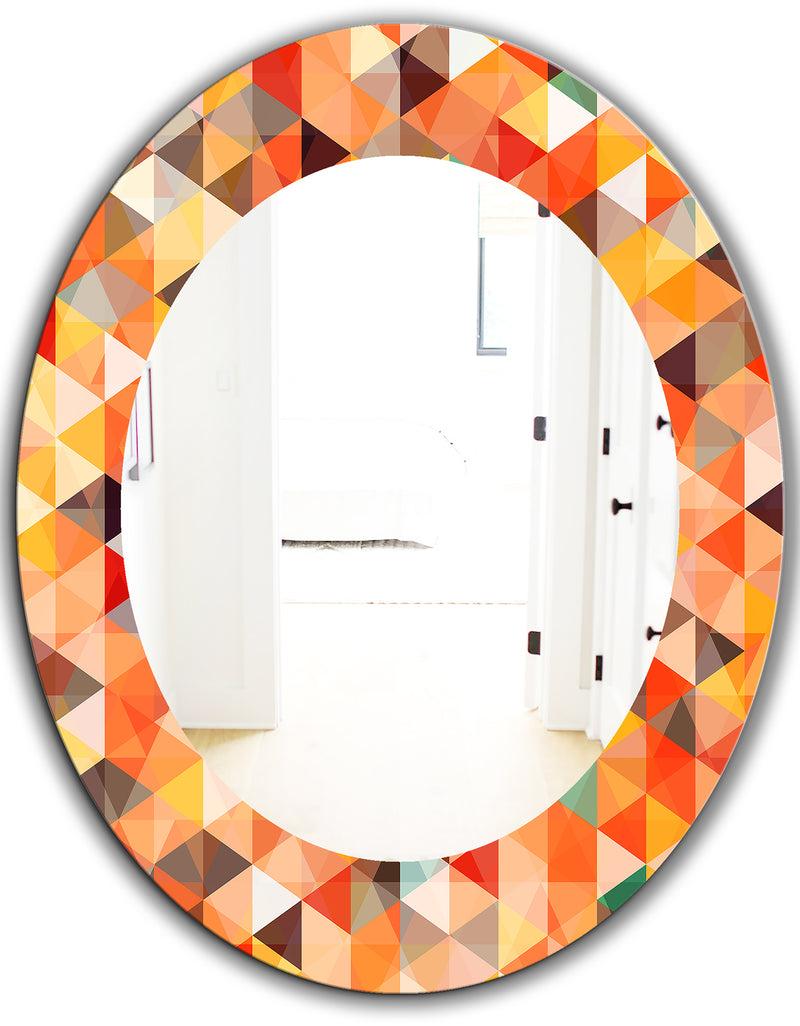 DesignQ Triangular Colourfields 27 - Traditional Mirror - Oval Or Round Wall Mirror