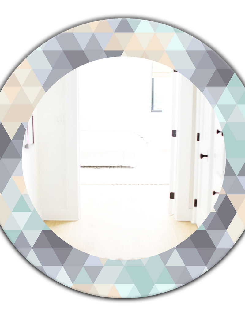 DesignQ Triangular Colourfields 28 - Modern Mirror - Oval Or Round Wall Mirror