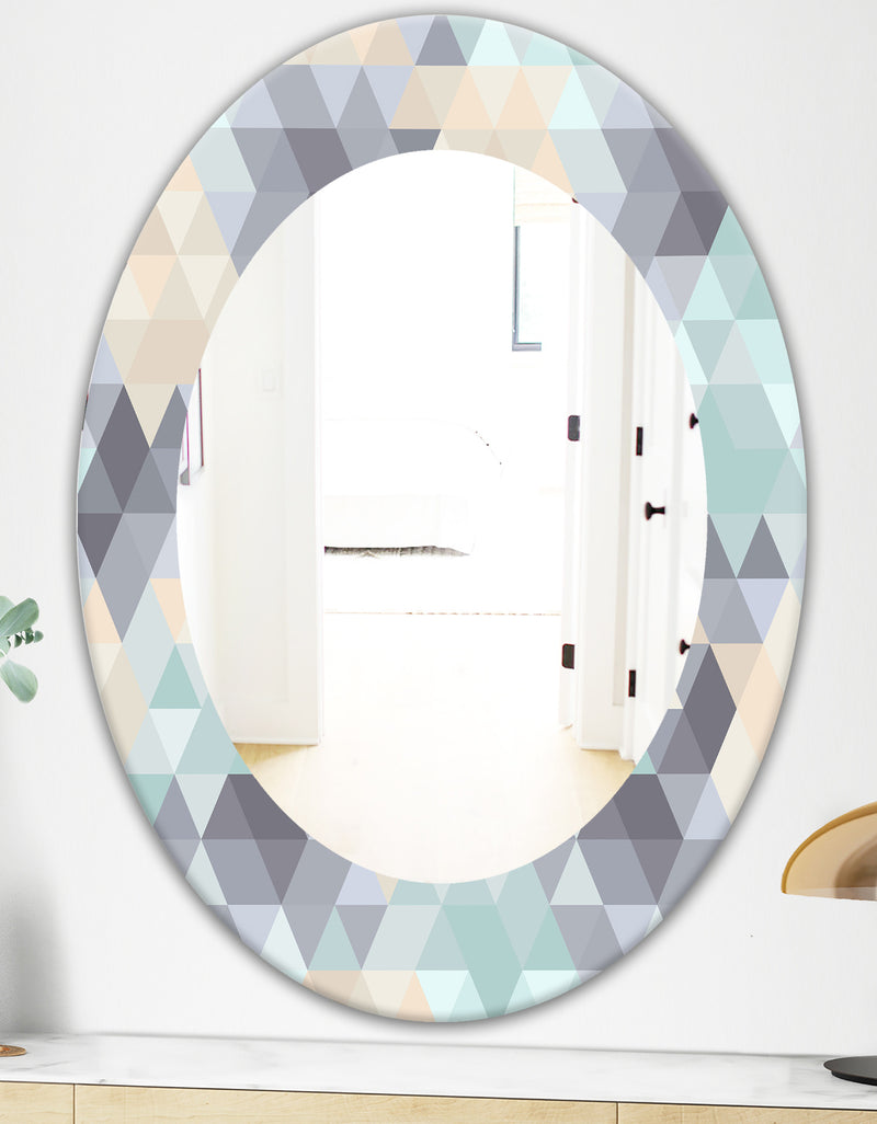 DesignQ Triangular Colourfields 28 - Modern Mirror - Oval Or Round Wall Mirror