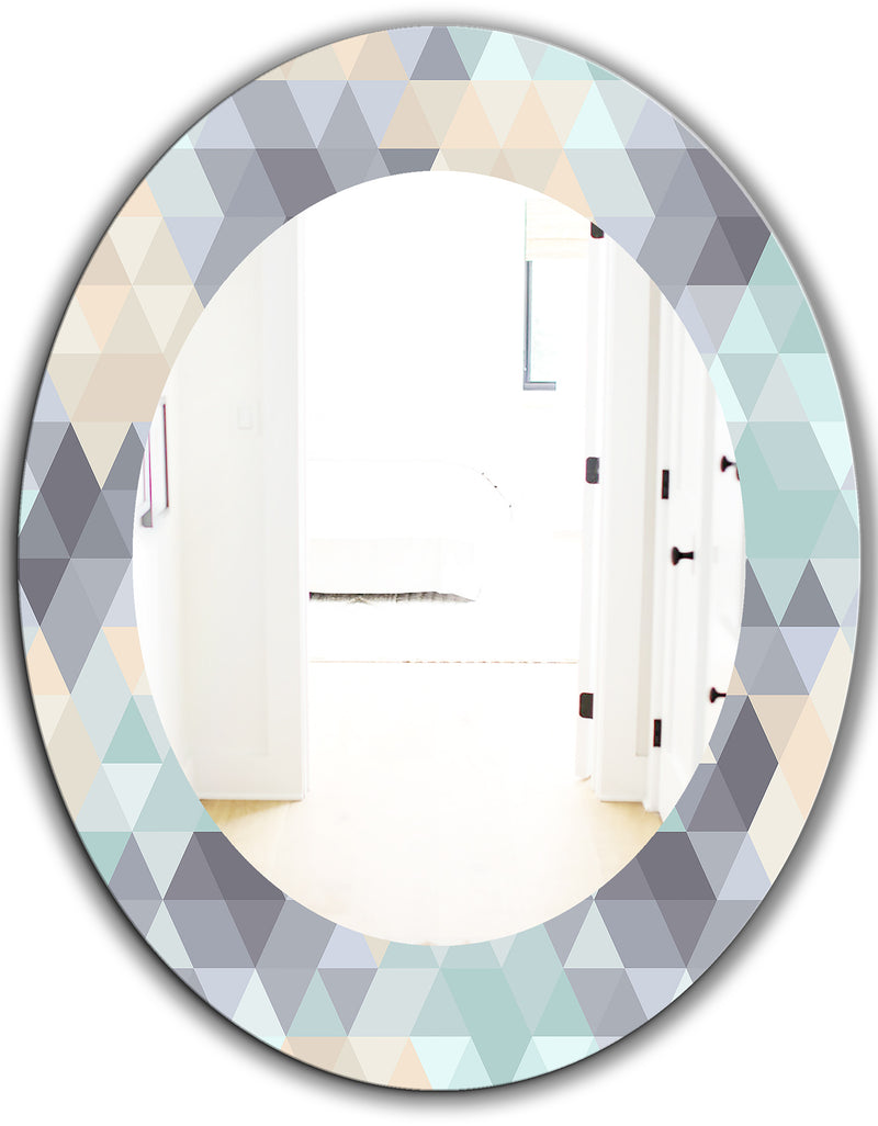 DesignQ Triangular Colourfields 28 - Modern Mirror - Oval Or Round Wall Mirror