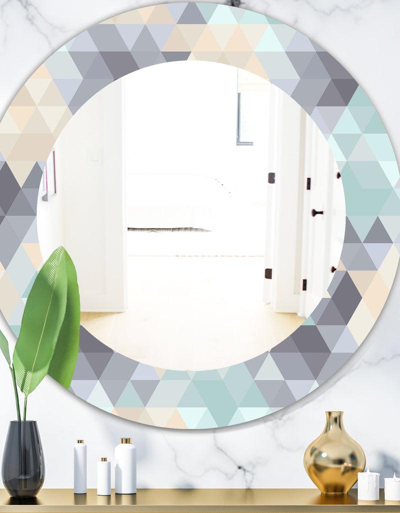 DesignQ Triangular Colourfields 28 - Modern Mirror - Oval or Round Wall Mirror