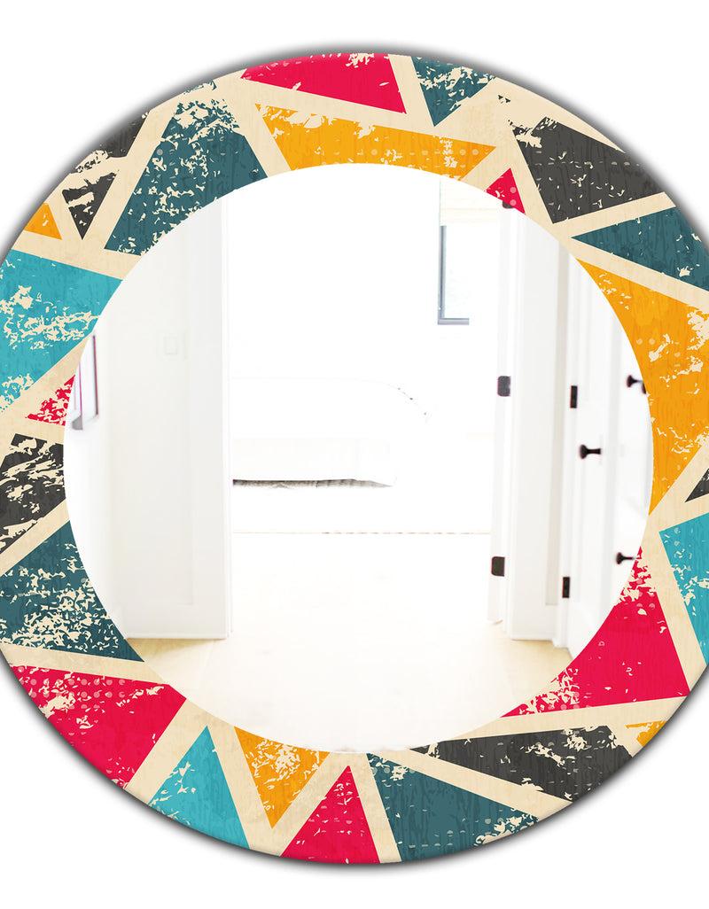 DesignQ Triangular Colourfields 29 - Modern Mirror - Frameless Oval Or Round Wall Mirror
