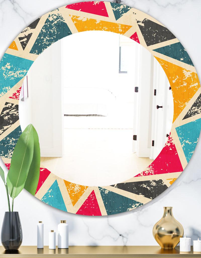 DesignQ Triangular Colourfields 29 - Modern Mirror - Frameless Oval or Round Wall Mirror