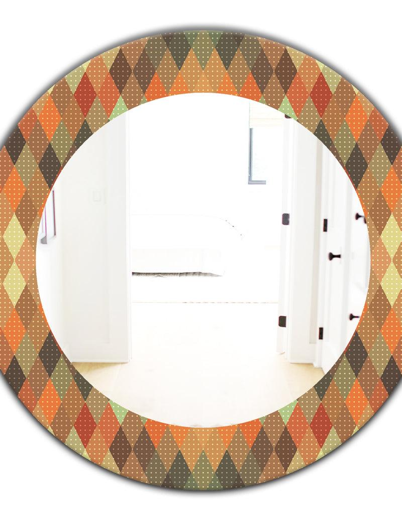 DesignQ Triangular Colourfields 30 - Modern Mirror - Oval Or Round Wall Mirror