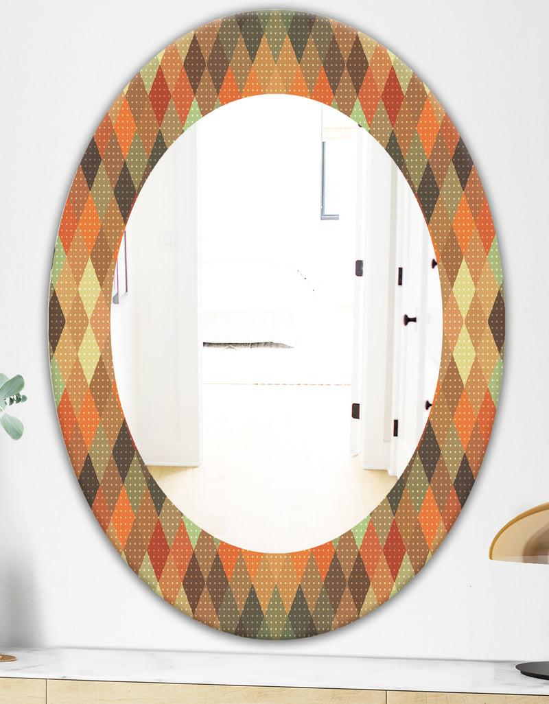 DesignQ Triangular Colourfields 30 - Modern Mirror - Oval Or Round Wall Mirror