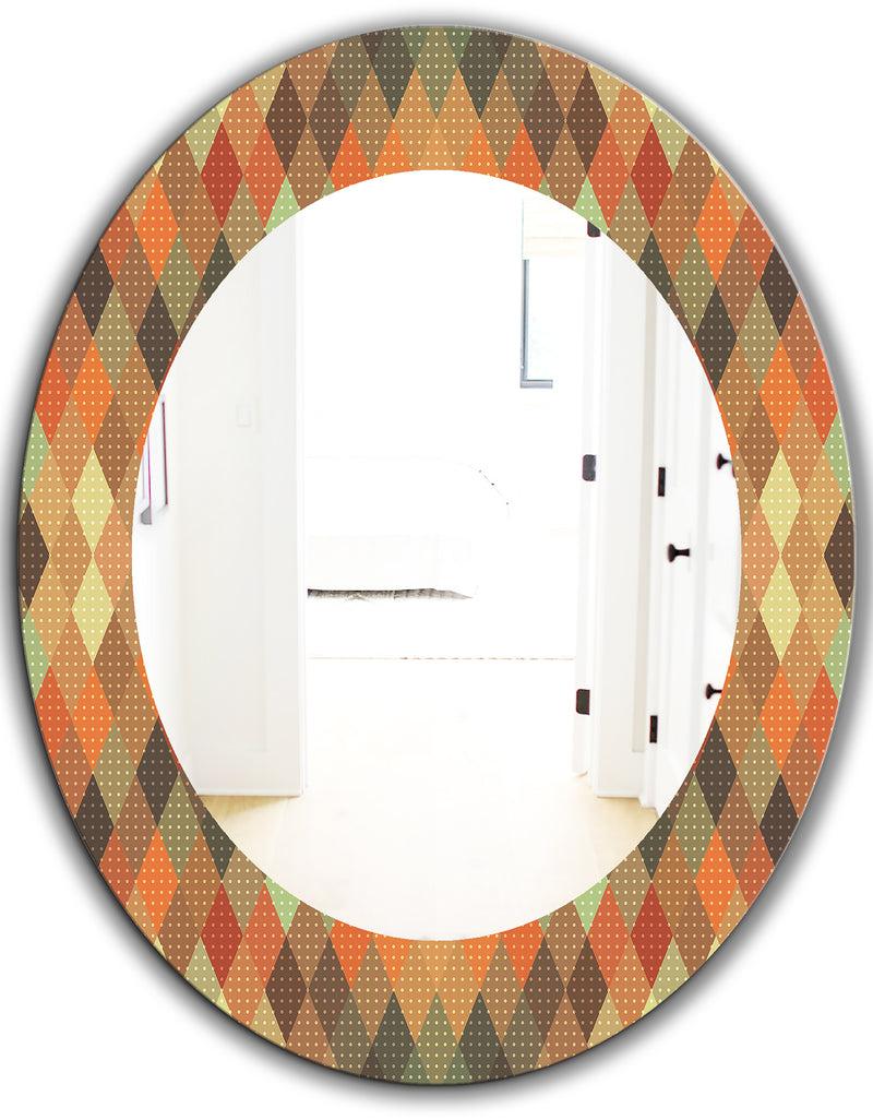 DesignQ Triangular Colourfields 30 - Modern Mirror - Oval Or Round Wall Mirror