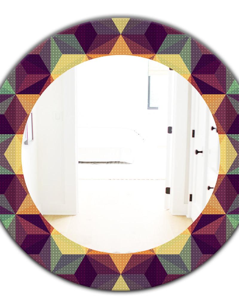 DesignQ Triangular Colourfields 31 - Modern Mirror - Oval Or Round Wall Mirror
