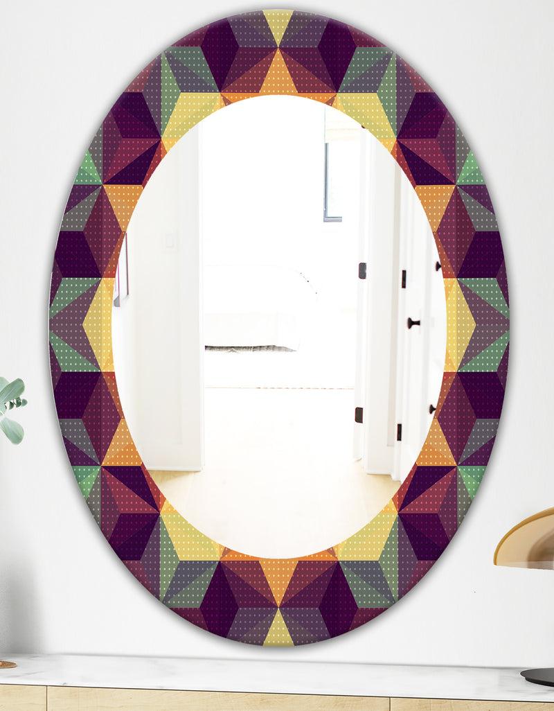 DesignQ Triangular Colourfields 31 - Modern Mirror - Oval Or Round Wall Mirror