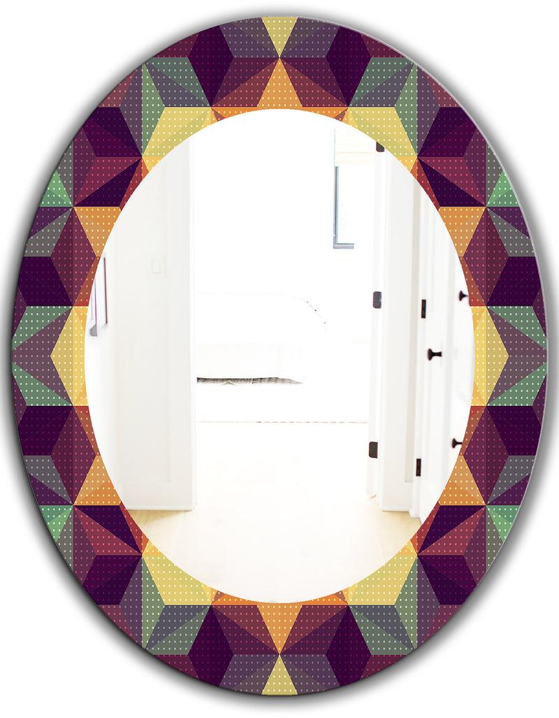 DesignQ Triangular Colourfields 31 - Modern Mirror - Oval Or Round Wall Mirror