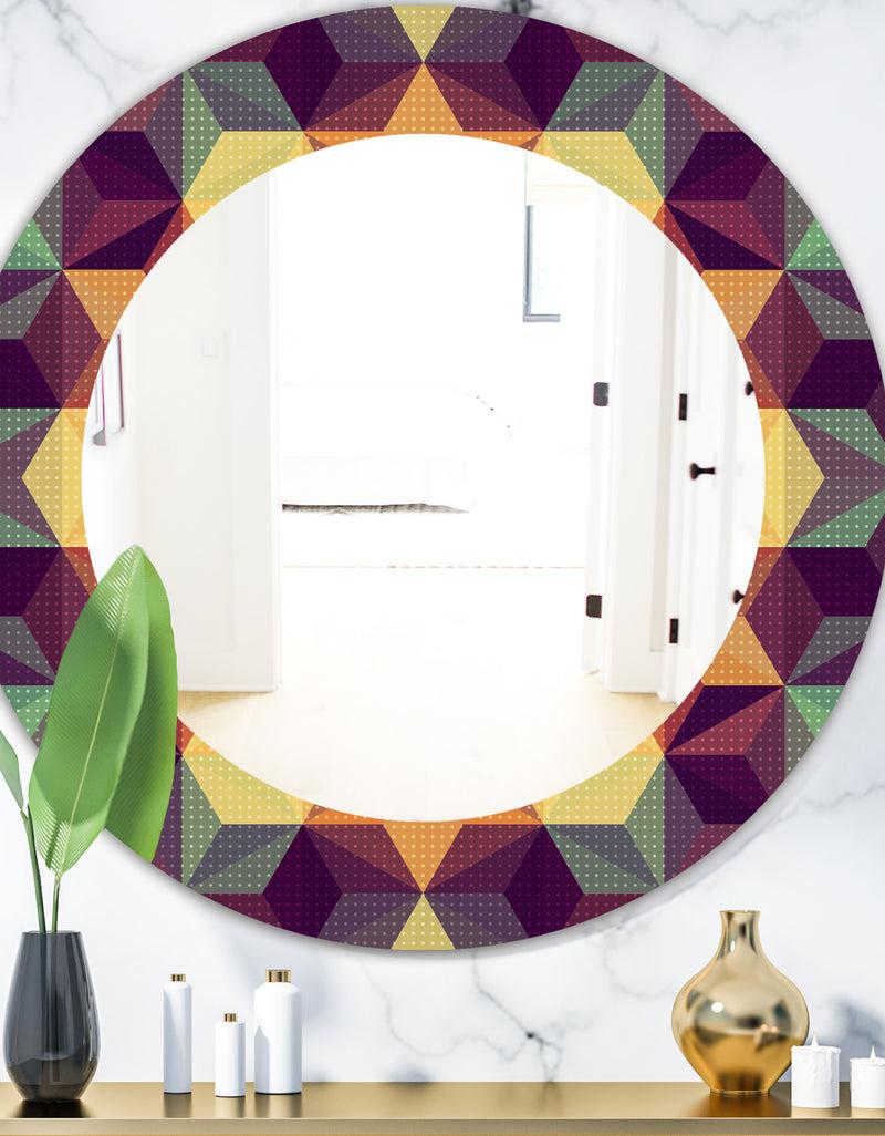 DesignQ Triangular Colourfields 31 - Modern Mirror - Oval or Round Wall Mirror