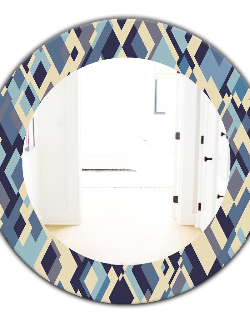 DesignQ Triangular Colourfields 32 - Modern Mirror - Oval Or Round Wall Mirror