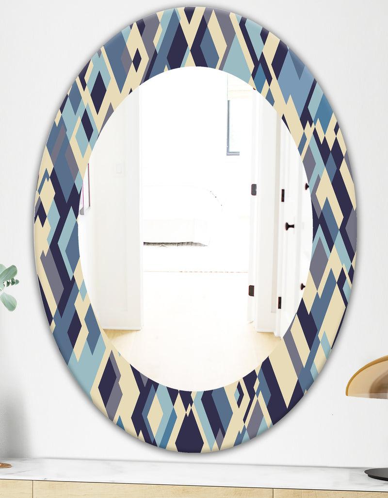 DesignQ Triangular Colourfields 32 - Modern Mirror - Oval Or Round Wall Mirror